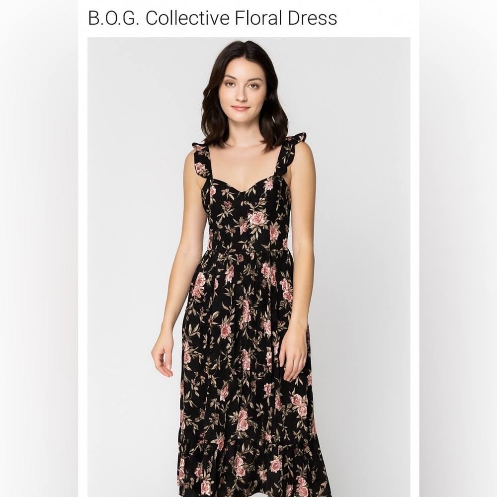 B.O.G. Collective Black and Pink Floral Dress
